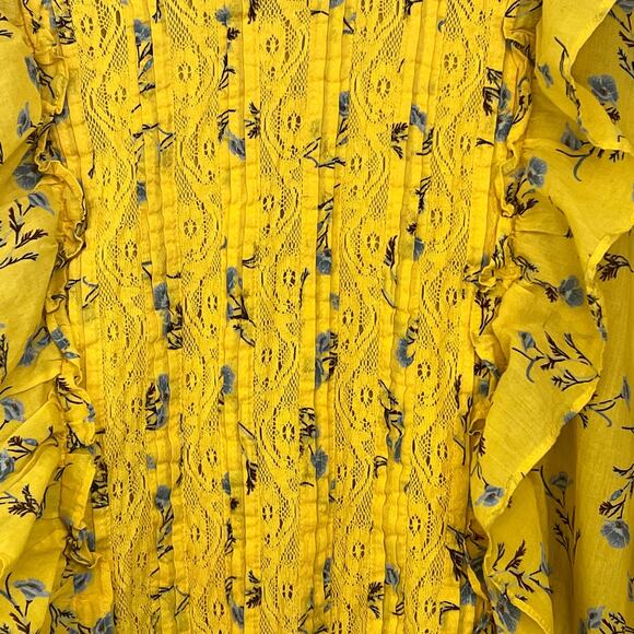 Happy X Nature By Kate Hudson Dress Size Large Ditsy Mini Floral Ruffle Yellow - Picture 8 of 16